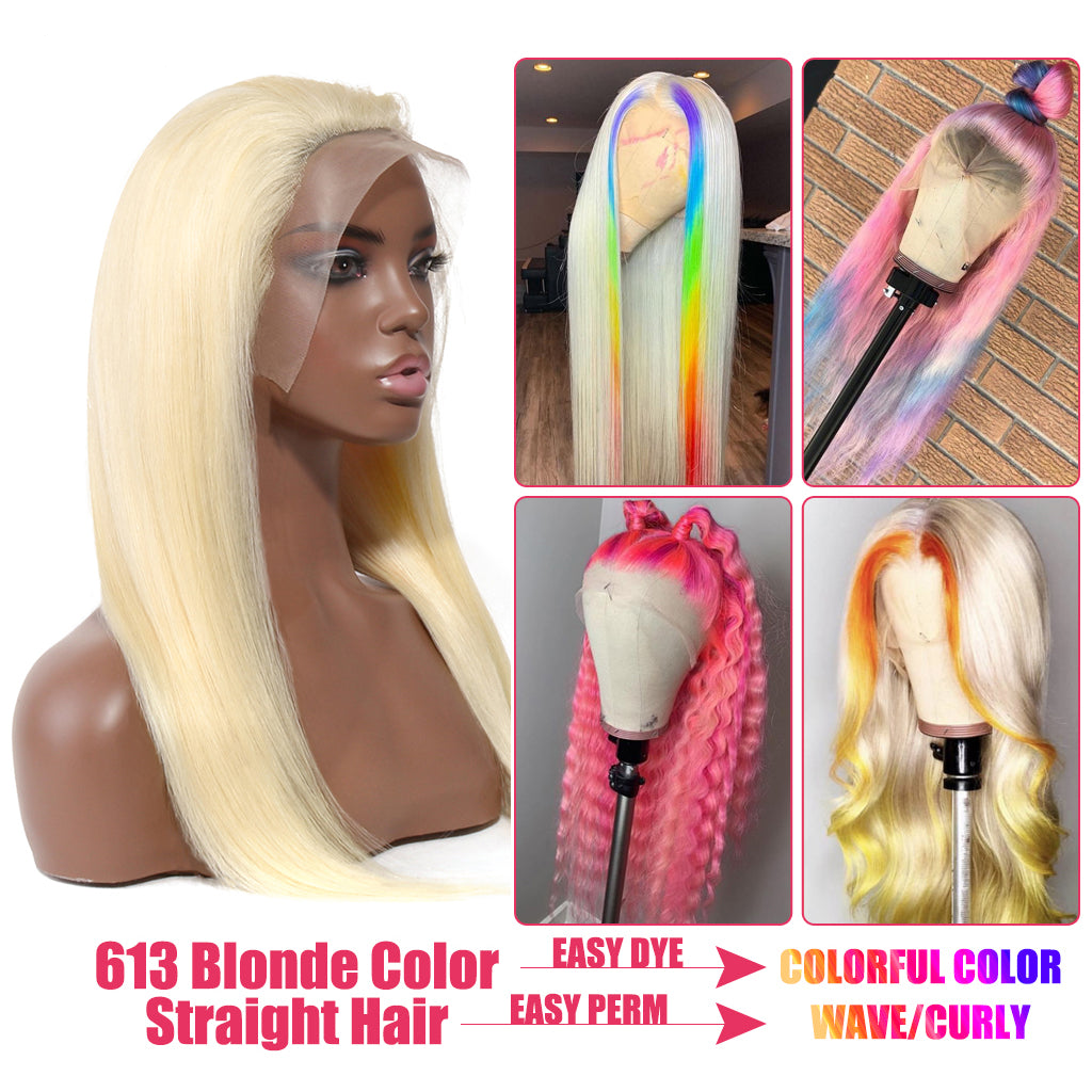 Blonde 613 Front Lace Wig Human Hair Wigs For Women Straight 13x4 Lace Frontal Wig