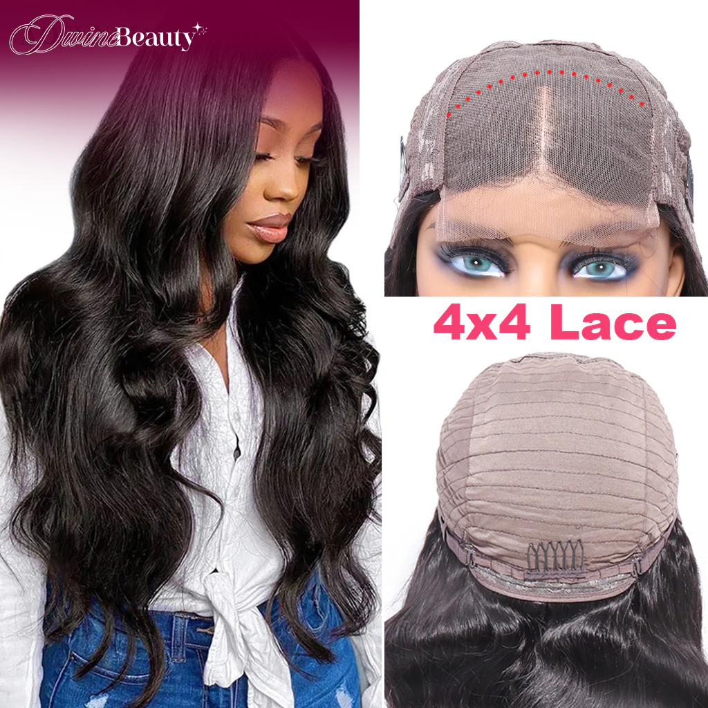 Human Hair Wigs Body Wave 4x4 Front Lace Wig with Free Shipping