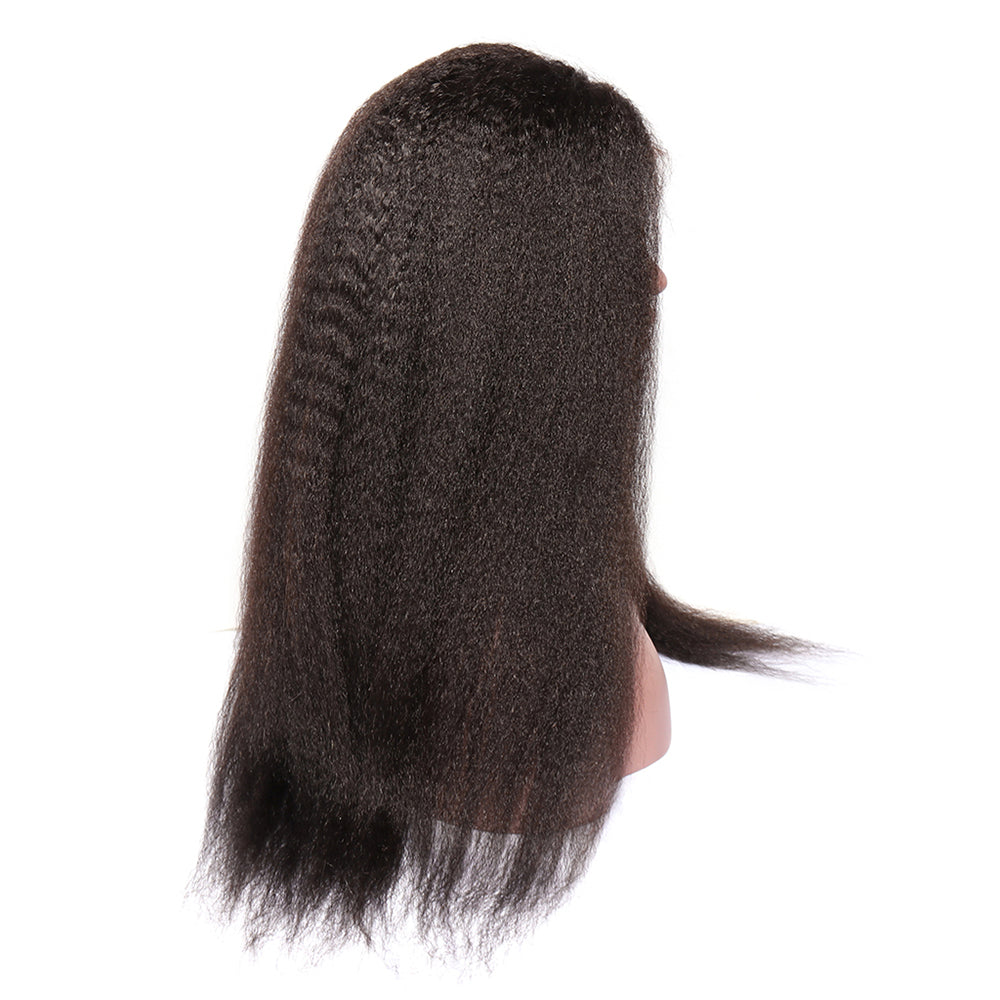 13x4 Kinky Straight Lace Front Wig for Black Women Yaki Straight Hair Wigs Easy to Wear for Daily Use with Baby Hair Heat Resistant