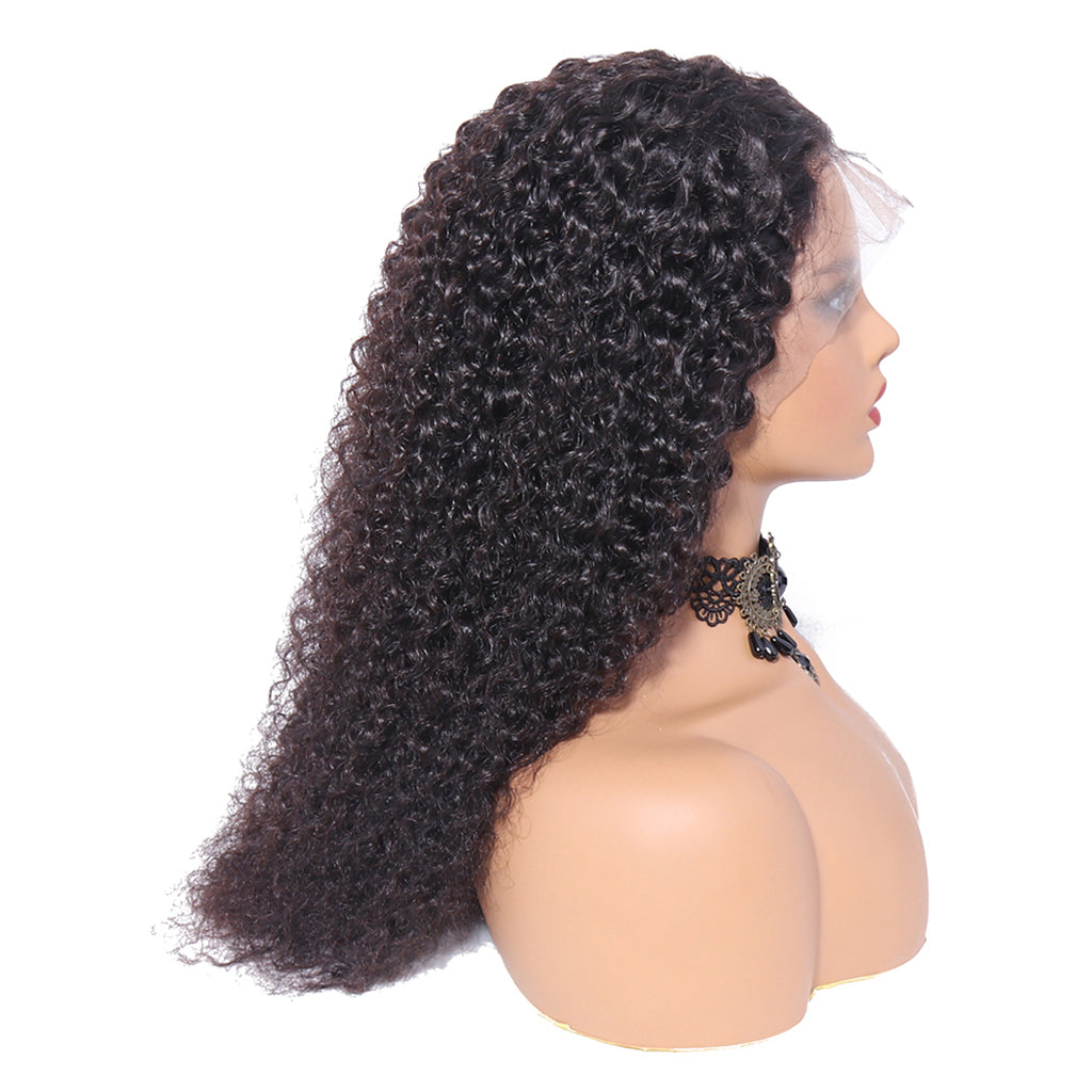 150% 13x6 Lace Wig Kinky Curly Virgin Human Hair Wigs Pre Plucked with Baby Hair