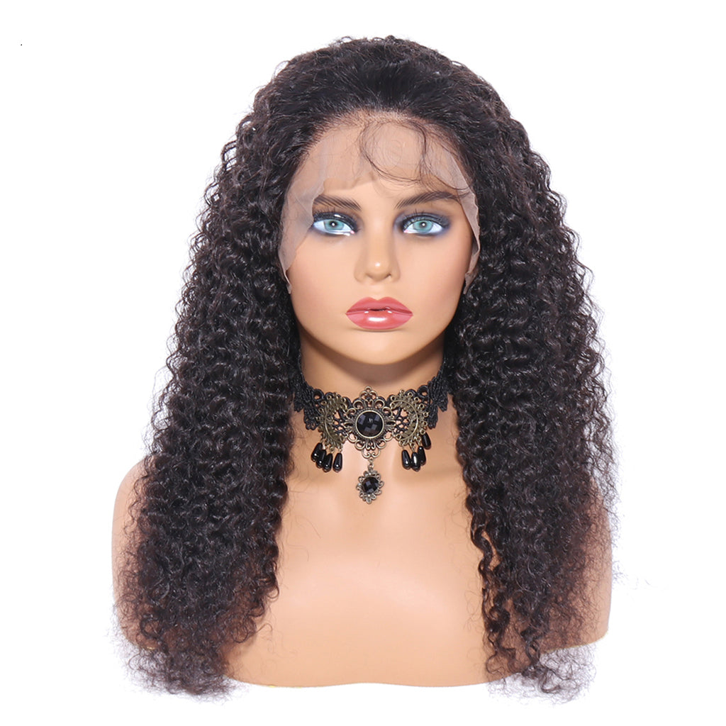 150% 13x6 Lace Wig Kinky Curly Virgin Human Hair Wigs Pre Plucked with Baby Hair