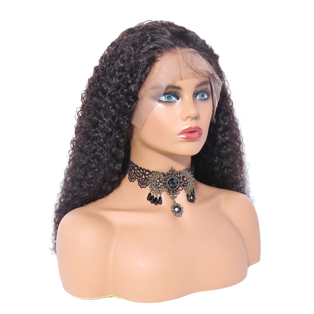 150% 13x6 Lace Wig Kinky Curly Virgin Human Hair Wigs Pre Plucked with Baby Hair