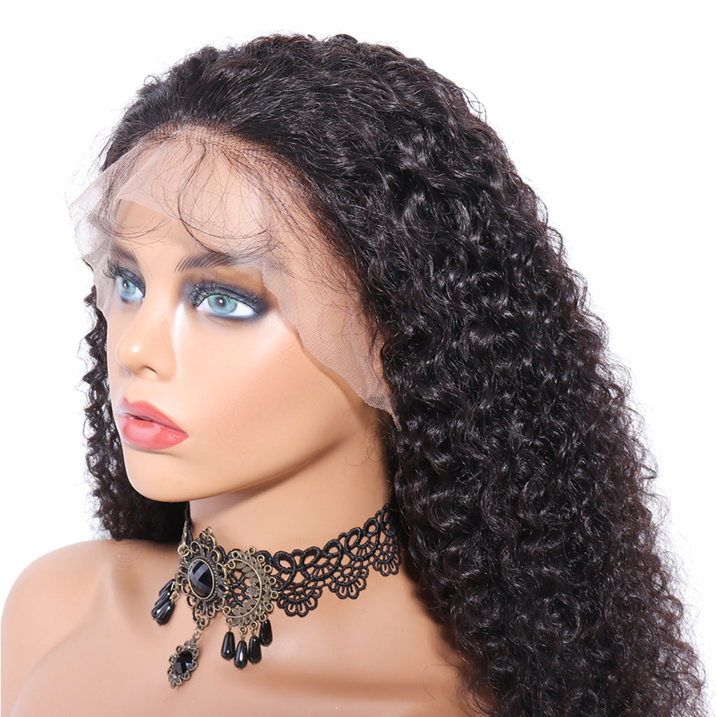 150% 13x6 Lace Wig Kinky Curly Virgin Human Hair Wigs Pre Plucked with Baby Hair