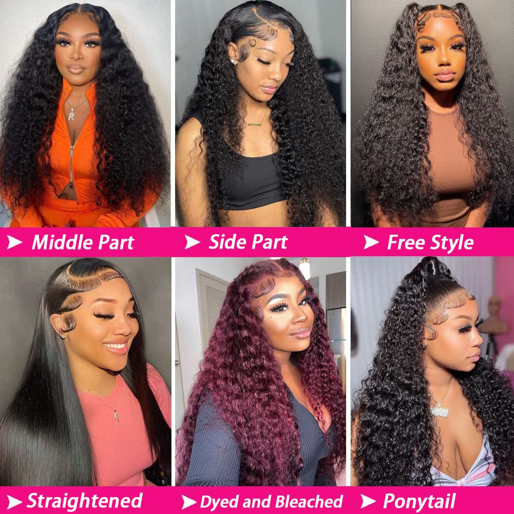 AOSUN Sexy Look 13x4 Transparent Lace Frontal Kinky Curly Human Hair Wig