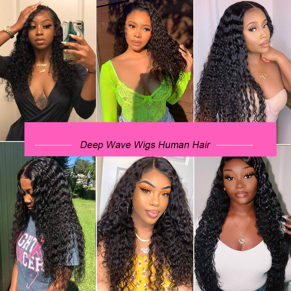 150 Density 13x4 Lace Frontal Wig Deep Wave Brazilian Remy Human Hair Wigs