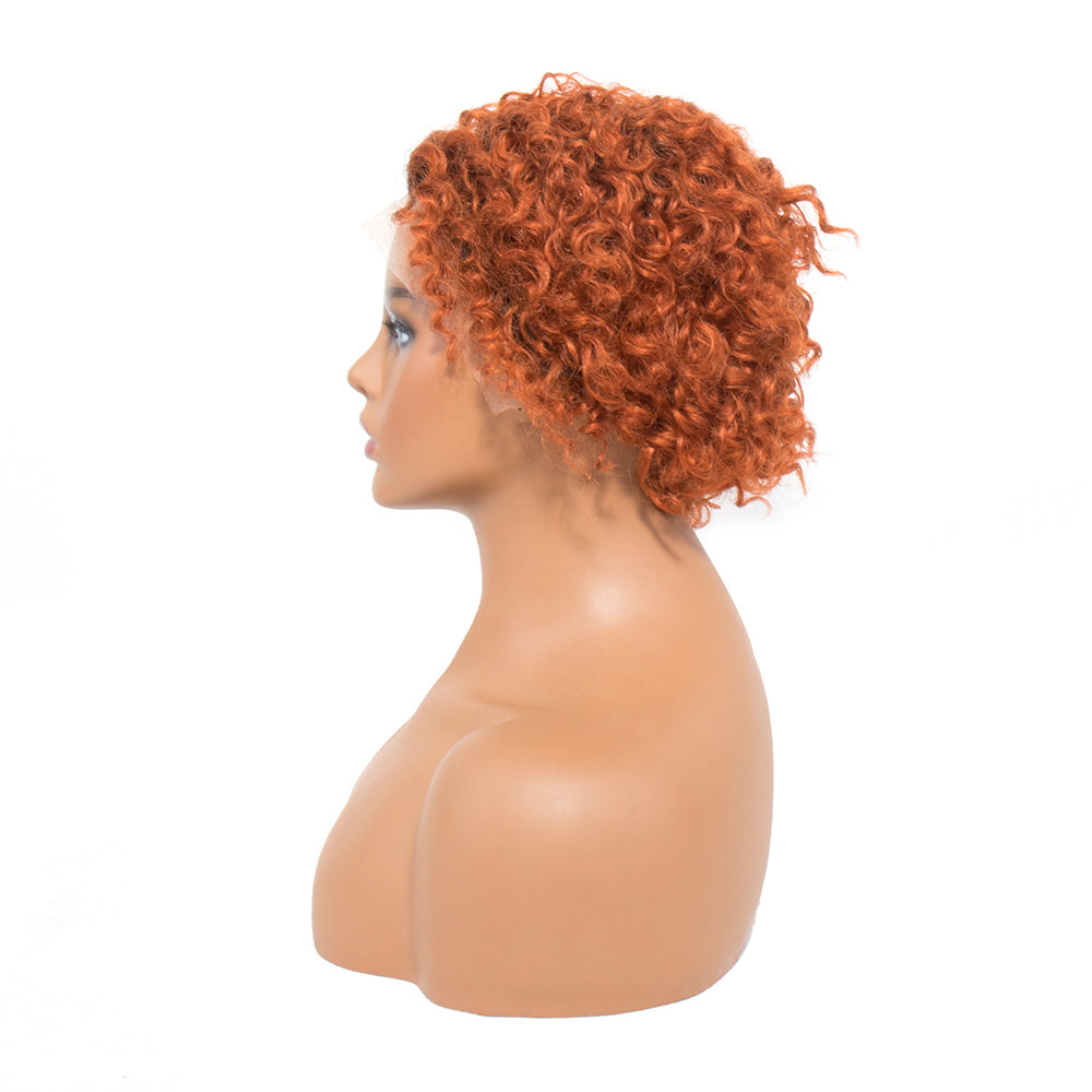 13x1 Pixie Curly 150% Density Lace Front Wig 1B/99J Color Pre Plucked with Baby Hair Glueless 1B/350 Colour 100% Human Hair