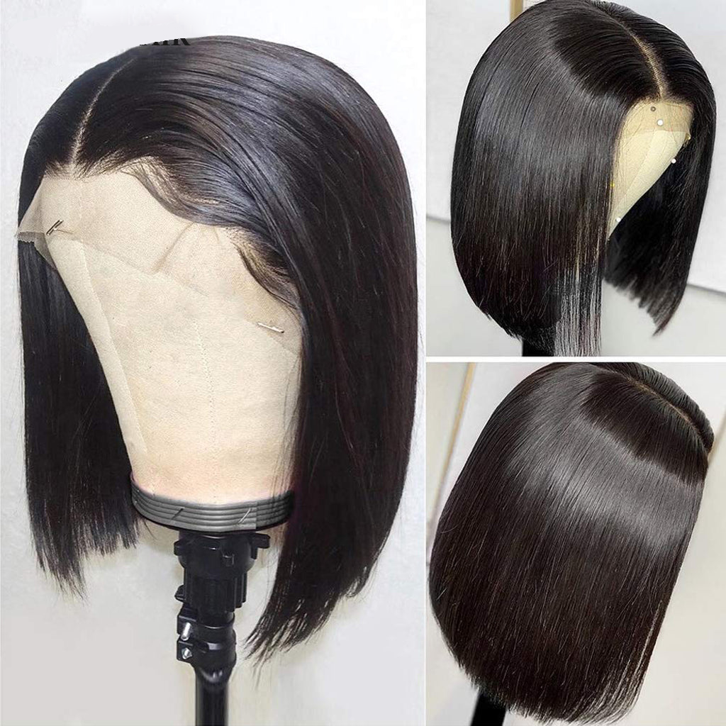 13x6 Front Lace Straight Bob Wig Full Thick Brazilian Virgin Hair Wig