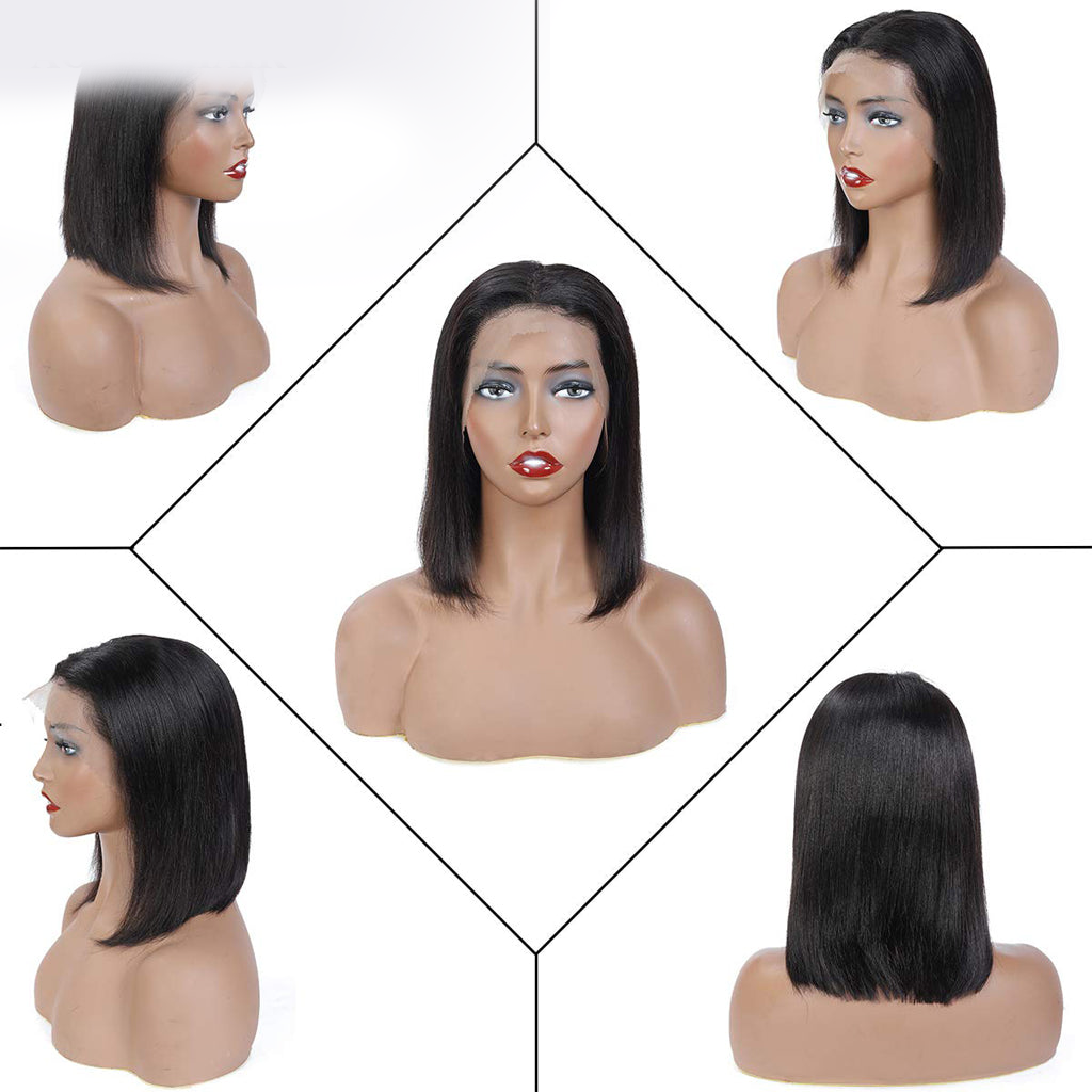 13x6 Front Lace Straight Bob Wig Full Thick Brazilian Virgin Hair Wig