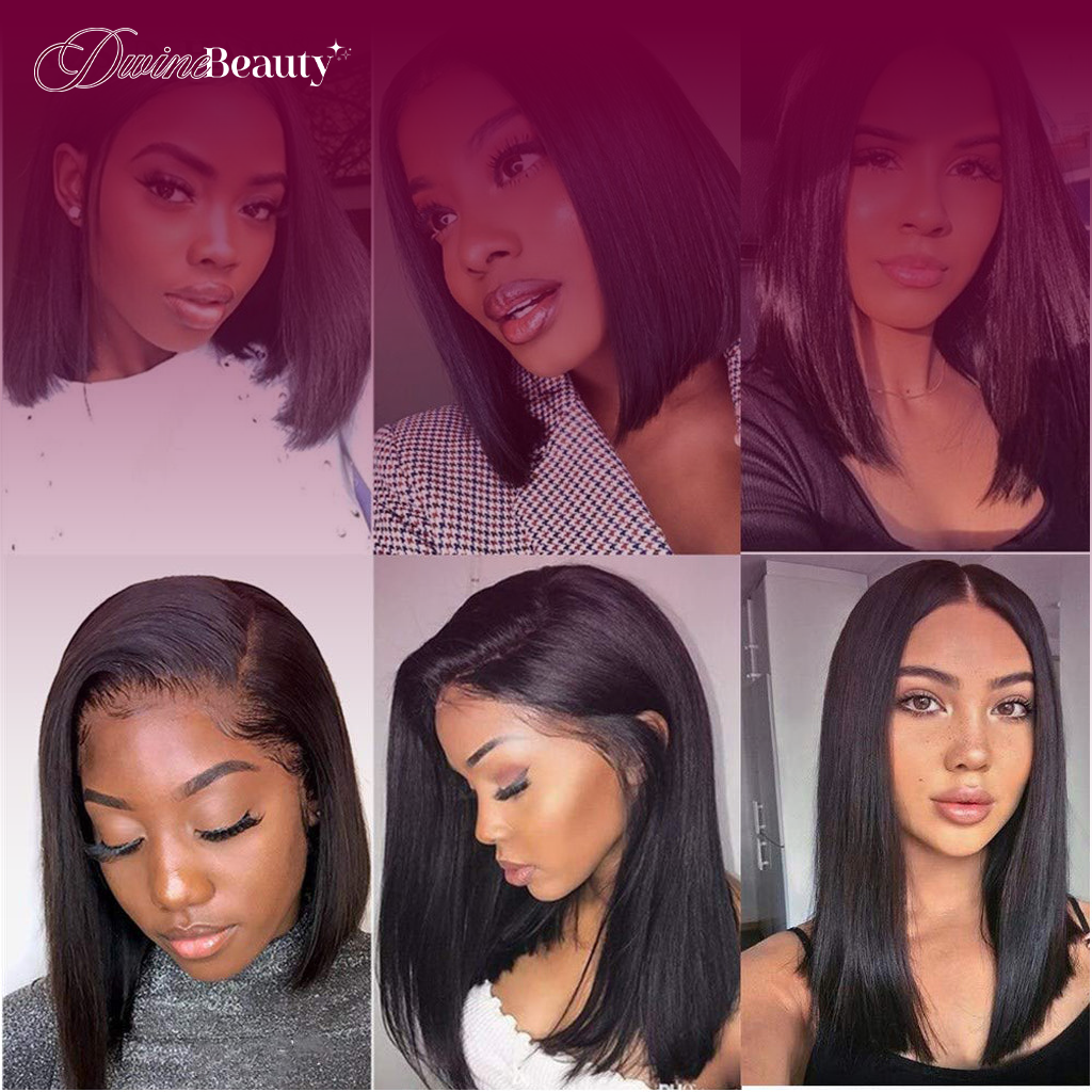 13x6 Front Lace Straight Bob Wig Full Thick Brazilian Virgin Hair Wig