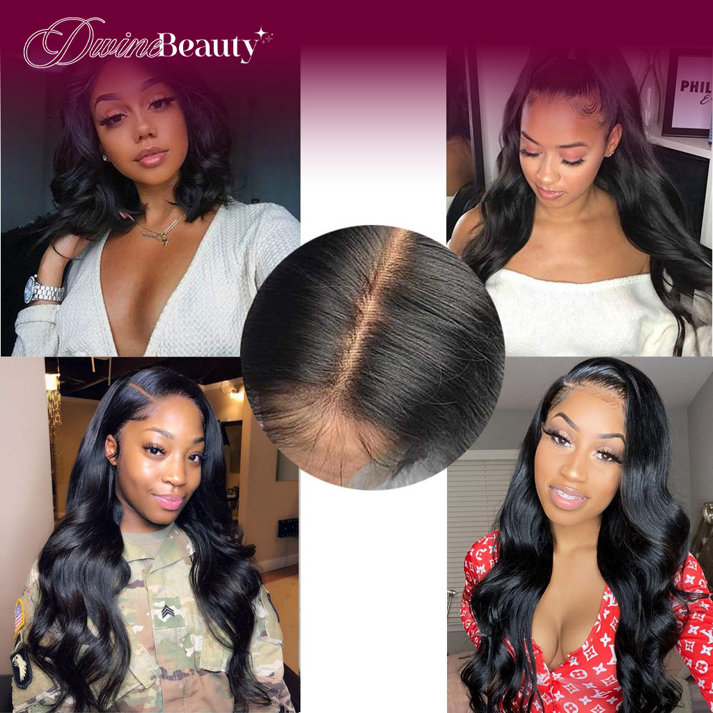 Body Wave 13x4 Lace Front Wig 180% Density Pre Plucked Human Hair Wigs