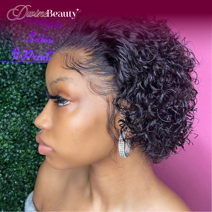 Curly Pixie Cut Wig For Black Women Human Hair Wigs Bob 13x4 Lace Wigs