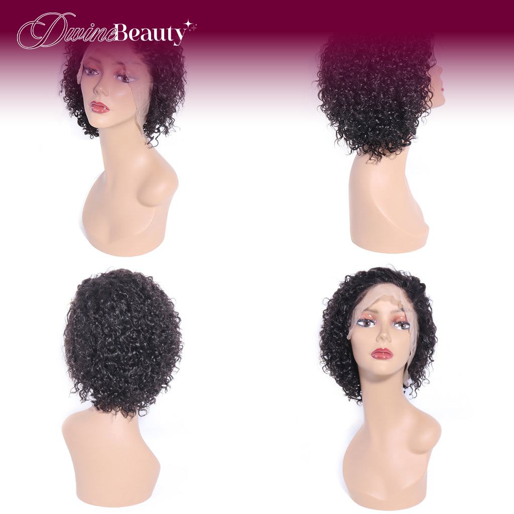 Curly Pixie Cut Wig For Black Women Human Hair Wigs Bob 13x4 Lace Wigs