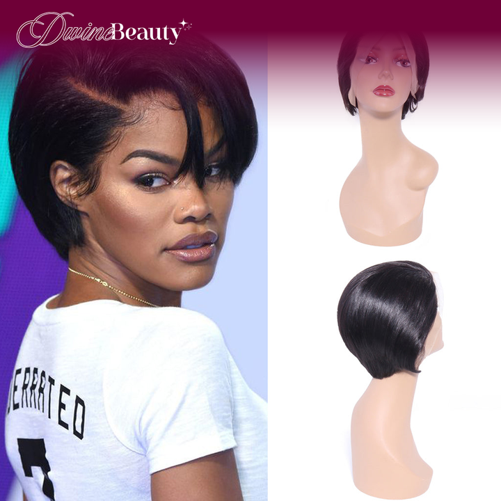 Straight Short Cut Lace Wig 130% 13x4 Front Lace Brazilian Human Hair Wigs