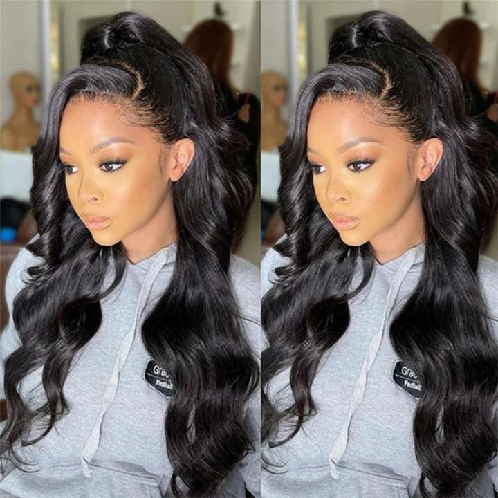 Full Lace Wig Human Hair Wigs For Women Brazilian Pre Plucked Body Wave Wig Natural Hairline with Baby Hair Glueless Natural Black