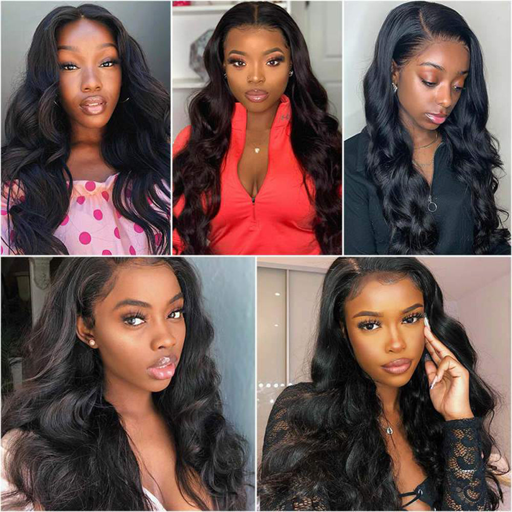 Full Lace Wig Human Hair Wigs For Women Brazilian Pre Plucked Body Wave Wig Natural Hairline with Baby Hair Glueless Natural Black