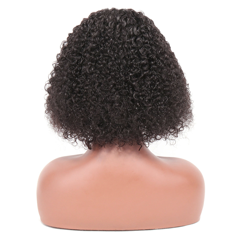 180% Short Curly Bob Wig Lace Front Human Hair Wigs Transparent Lace T Part Kinky Curly Human Hair Wig